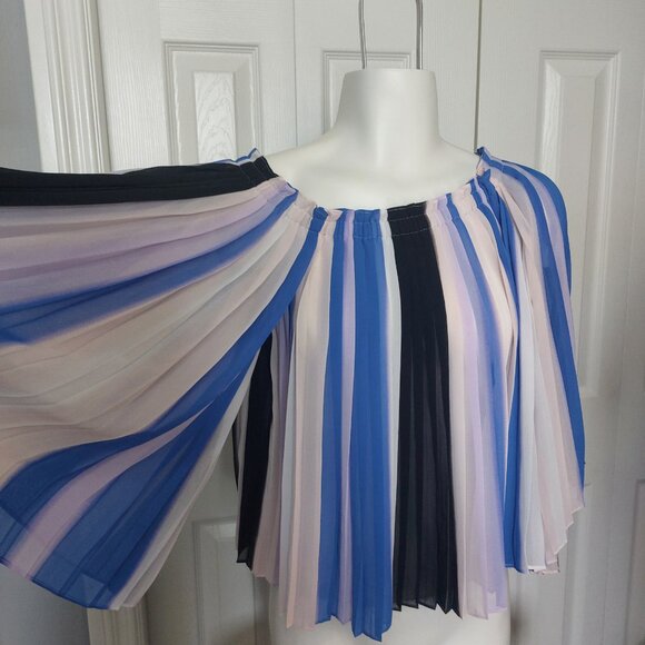 Club Monaco Viselin Striped Pleated Off the Shoulder Top - Picture 4 of 8